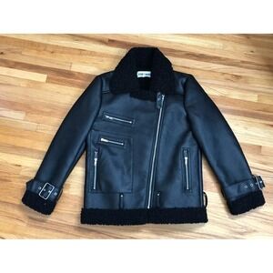 Steve Madden Biker Jacket Women's XS Black Collared Zip-Up Biker Goth‎